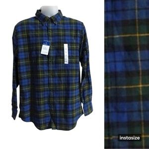 Croft & Barrow Blue Plaid Flannel Shirt M Cabincore Gorpcore Lumberjack Outdoor